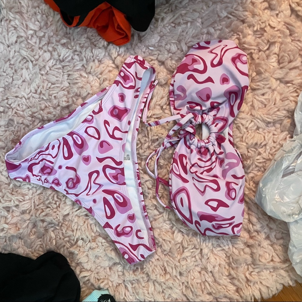 pink hot pink bathing suit